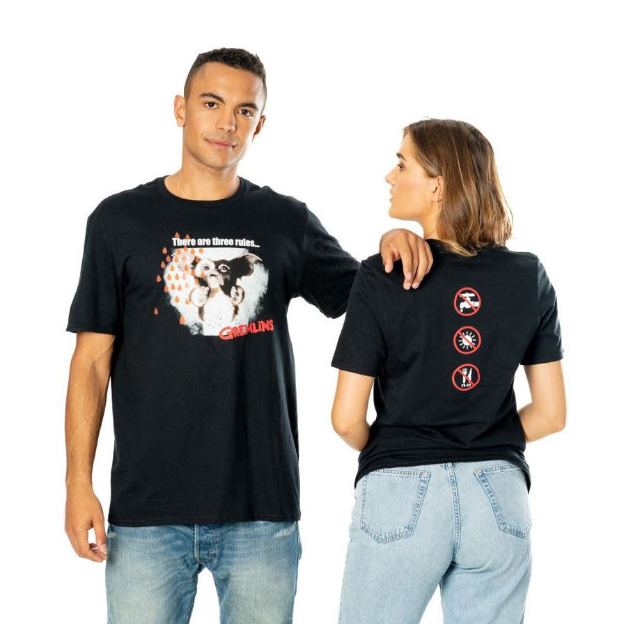 Gremlins Adult Unisex Black Front And Back Rules T-Shirt 5