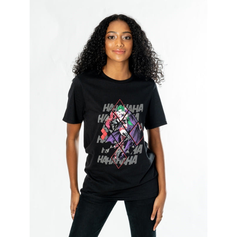 Harley Quinn Joker Black Adult Anime Diamond T-Shirt 1