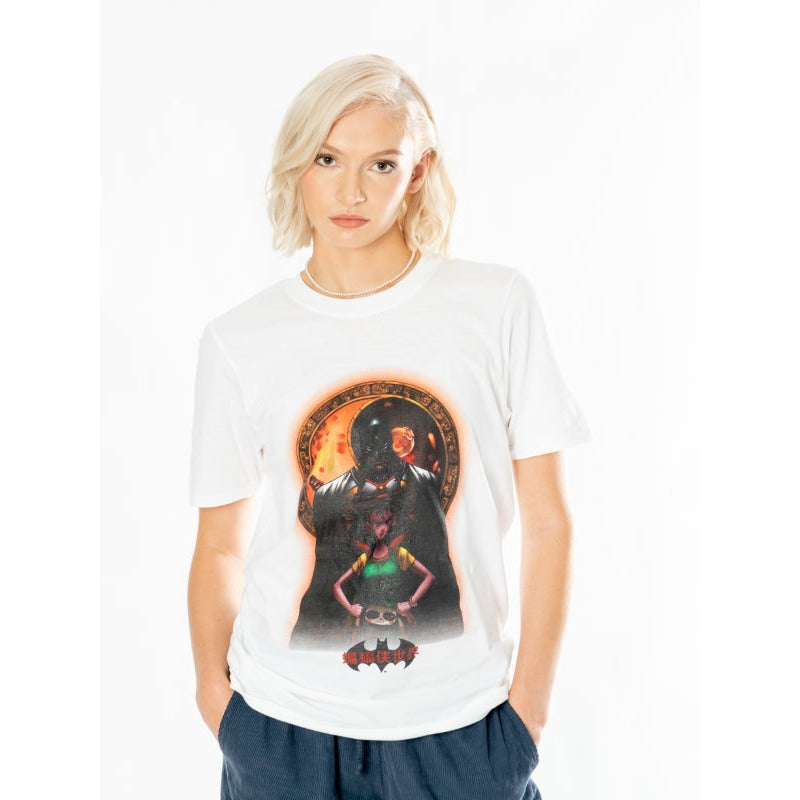 Batman White Adult Anime Moon T-Shirt 1