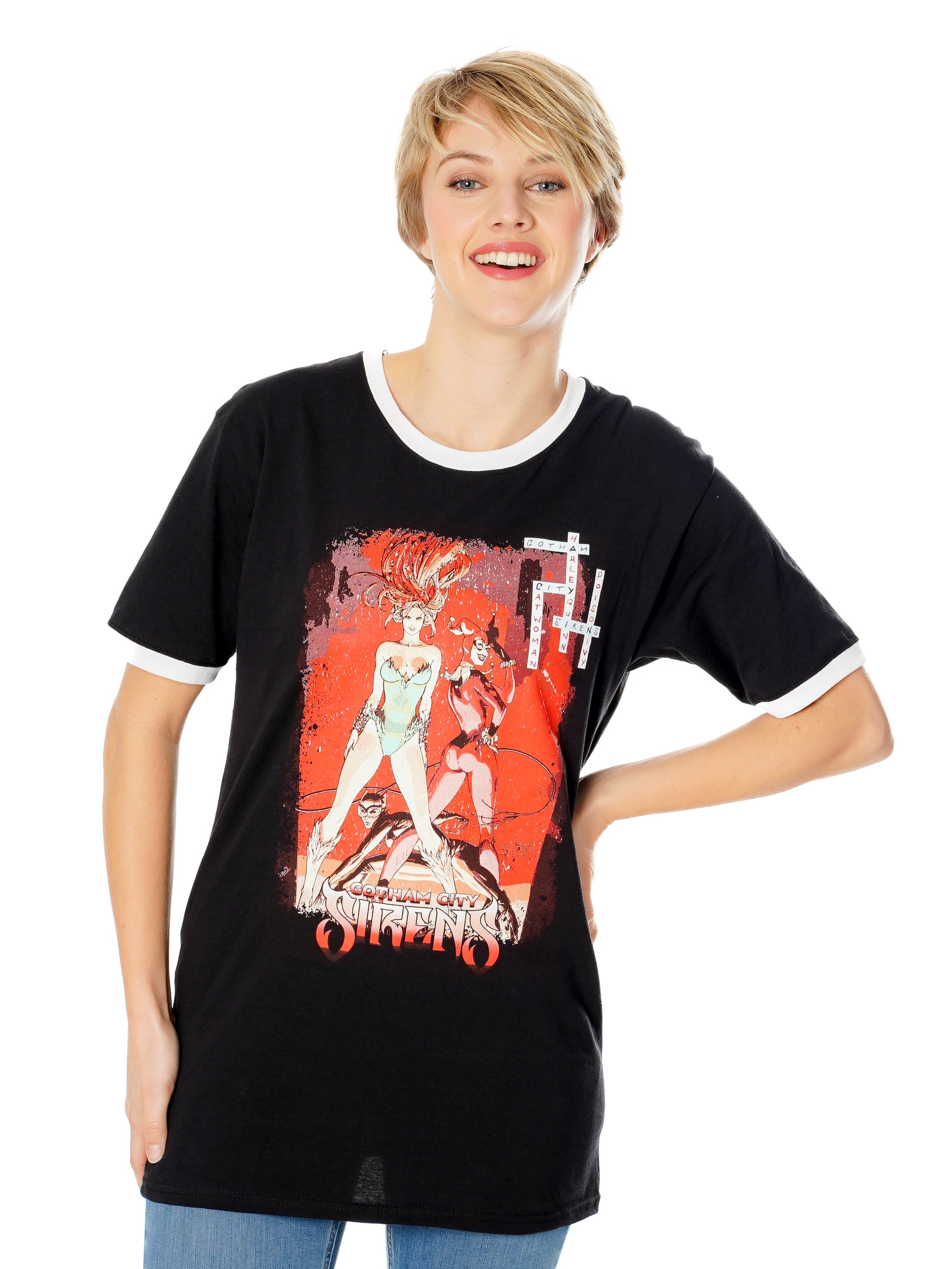 Sirens Crossword Black Ringer T-Shirt