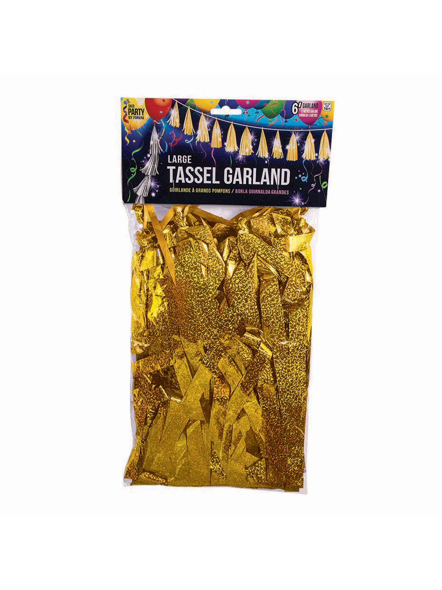 Balloon Tassels Lge Gold Holographic
