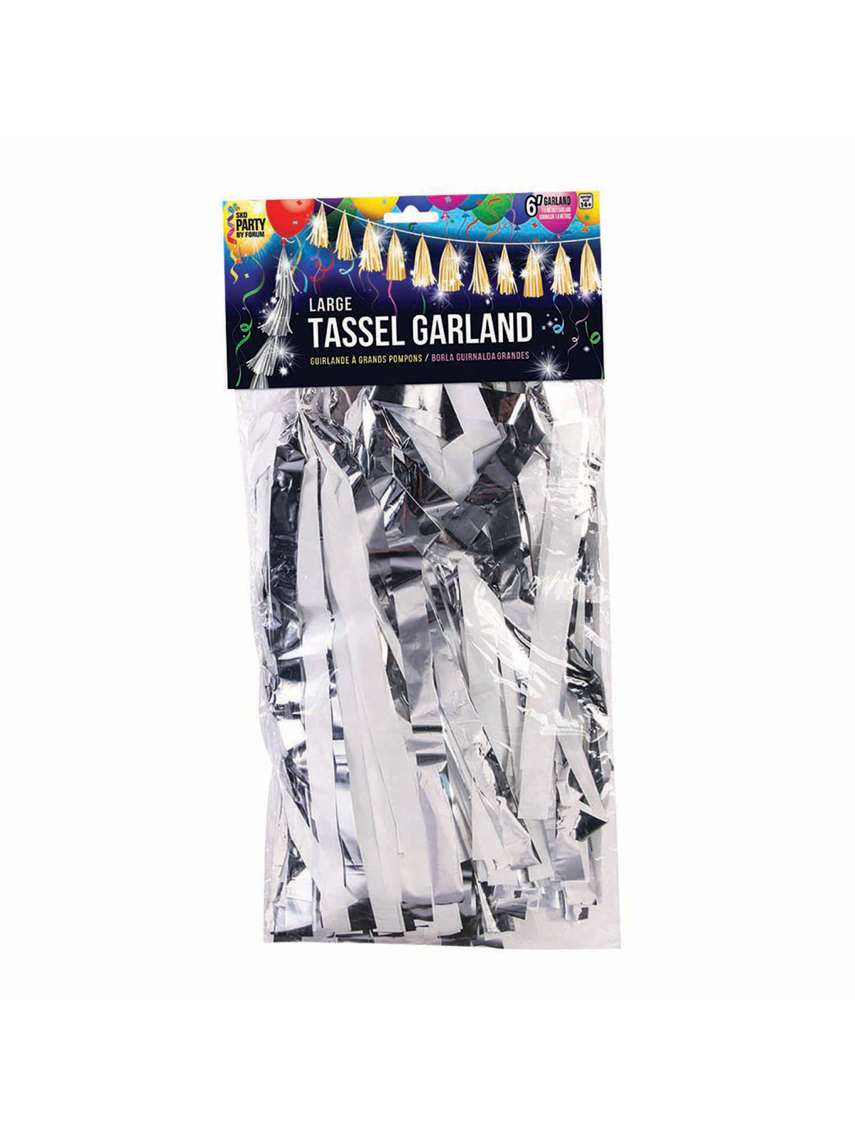 Balloon Tassels Lge Slv & White Met 1