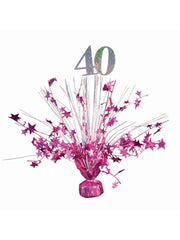 Balloon Wght 40 Ht Pnk/Slv Holograph