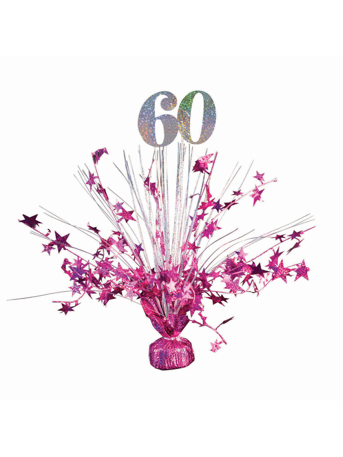 Balloon Wght 60 Ht Pnk/Slv Holograph 1