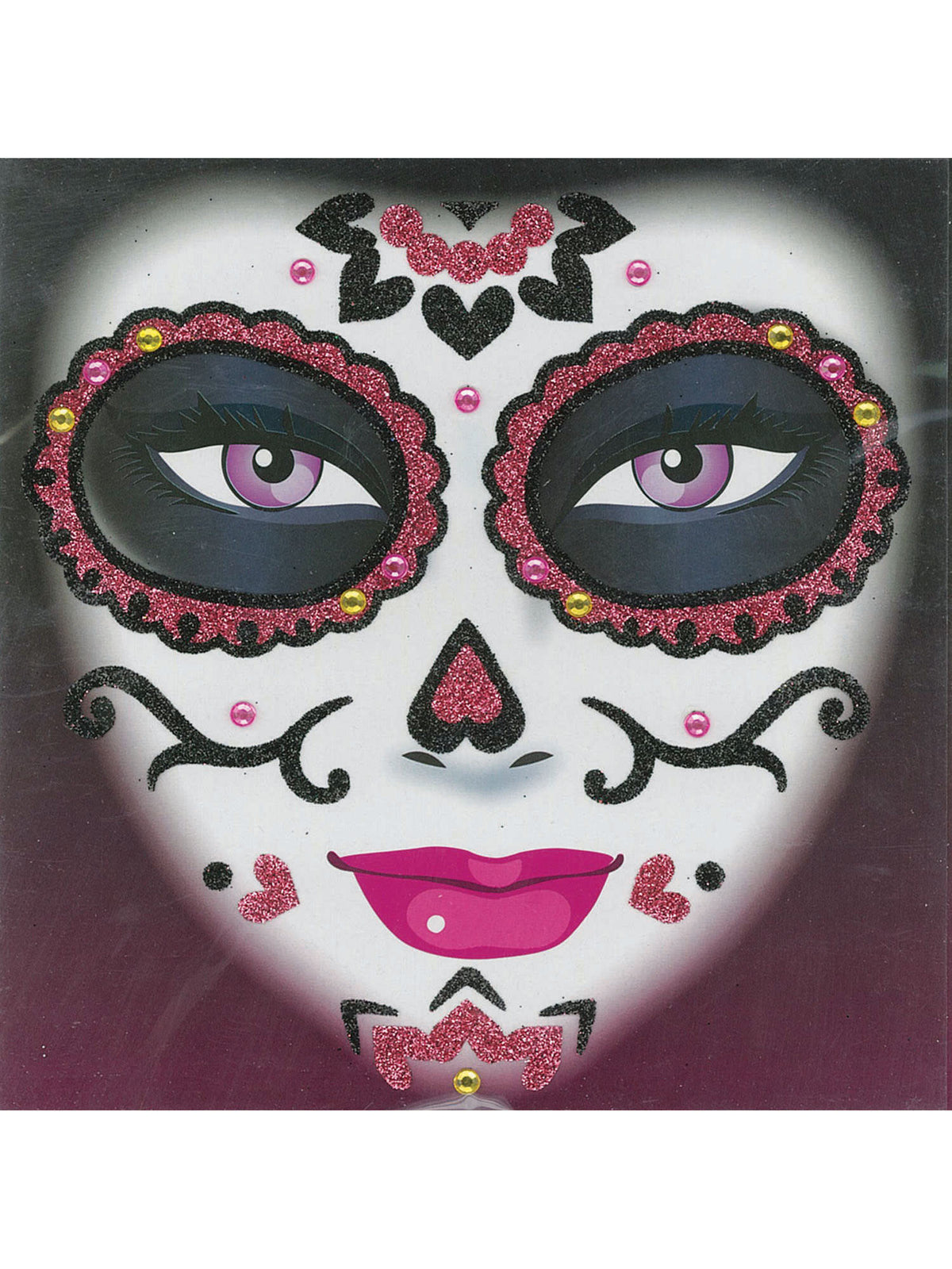 Day Of The Dead Glitter Tattoo Pink 1
