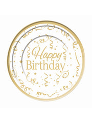 Gold Happy Birthday Plate Plastic (10 pack) 26cm