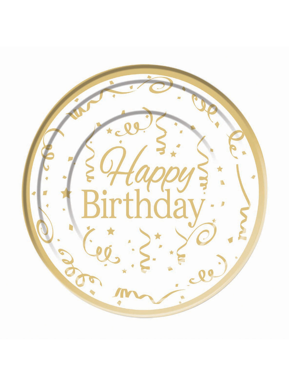 Gold Happy Birthday Plate Plastic (10 pack) 26cm 1