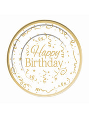 Gold Happy Birthday Plate Plastic (10pack) 15cm
