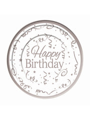 Silver Happy Birthday Plates Plastic (10 pack) 26cm