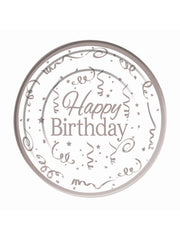 Silver Happy Birthday Plates Plastic ( 10 pack)15cm