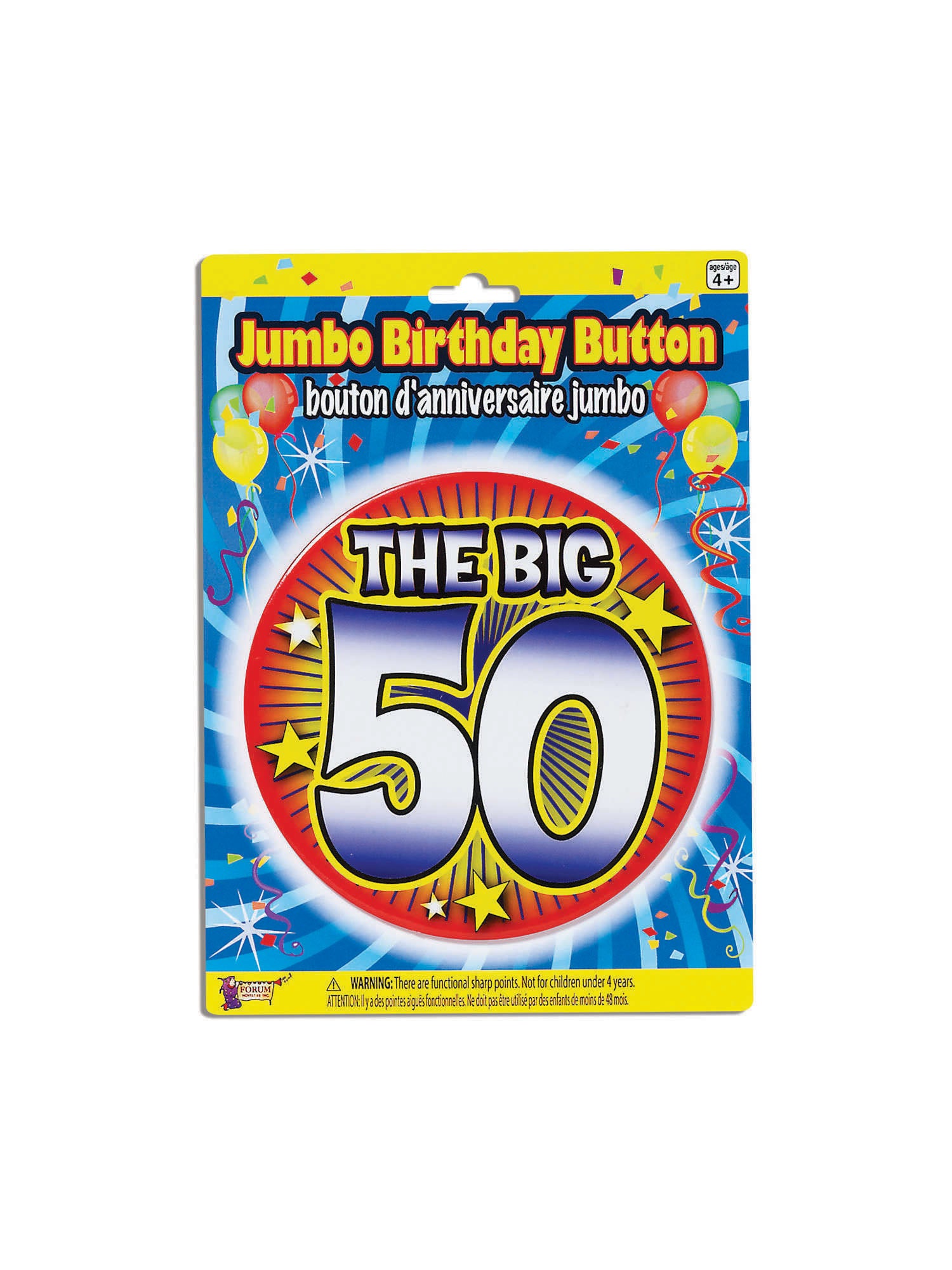 50th Birthday Jumbo Button Pin