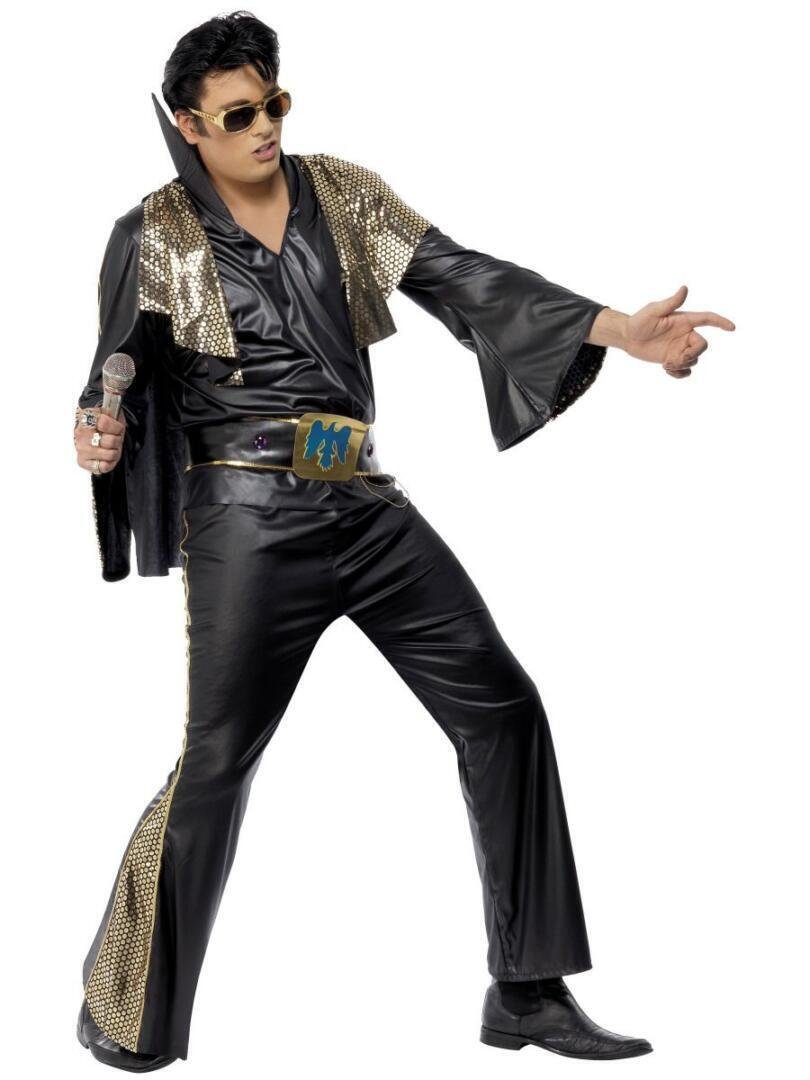 Elvis Black and Gold Costume Fancy Dress Town Superheroes