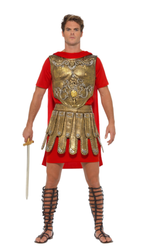 Roman Gladiator Costume, Gold & Red