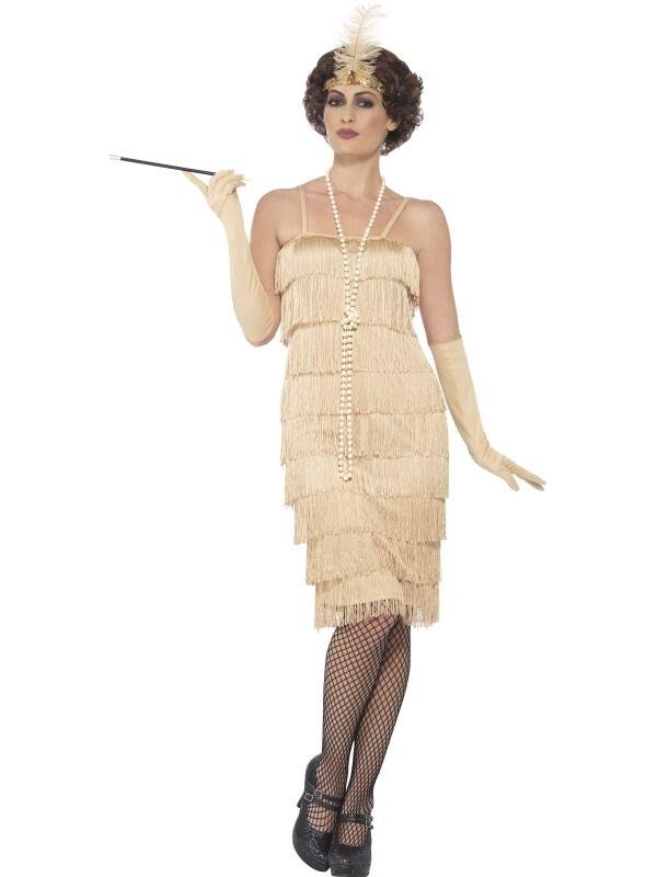 Flapper Gold Costume, Long Dress - Fancy Dress Town, Superheroes ...