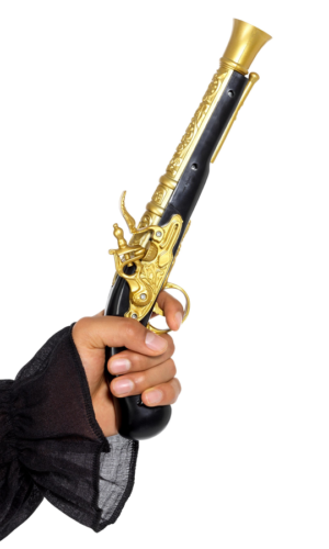 Realistic Pirate Blunderbuss Pistol, Black & Gold