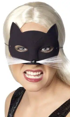 Máscara De Catwoman Negra Para Halloween - Media Cara, Ajustable, Ideal Para Fiestas De Disfraces