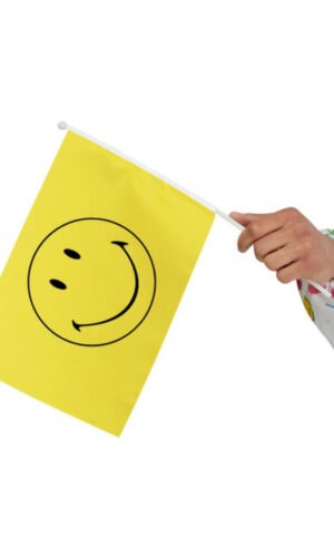 Smiley Small Handheld Flags, Yellow