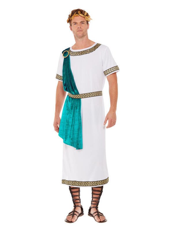 Deluxe Roman Empire Emperor Toga Costume, White - Fancy Dress Town ...