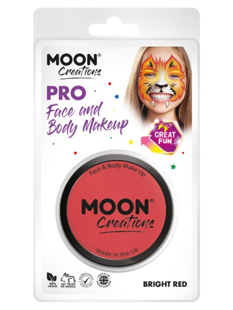 Moon Creations Pro Face Paint Cake Pot, Bright Red