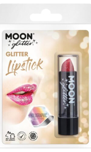 Moon Glitter Holographic Glitter Lipstick, Red