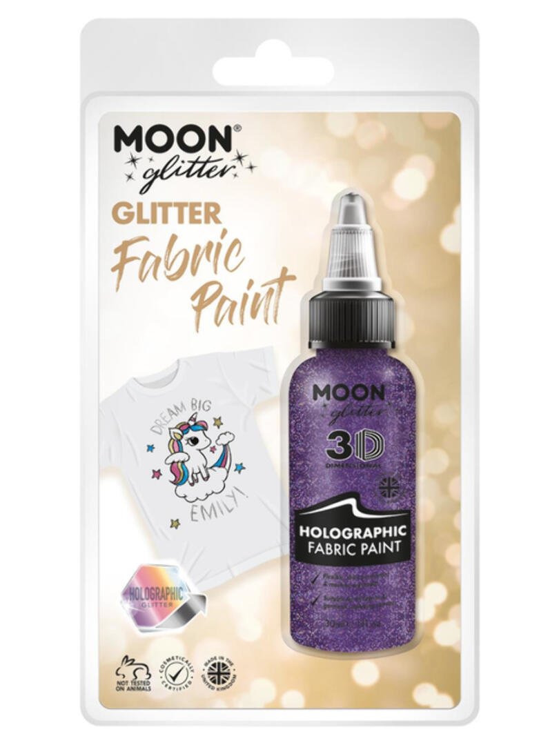 Moon Glitter Holographic Fabric Paint Clamshell, 30ml Costume Make Up Moon Glitter Holographic Fabric Paint Clamshell, 30ml Costume Make Up