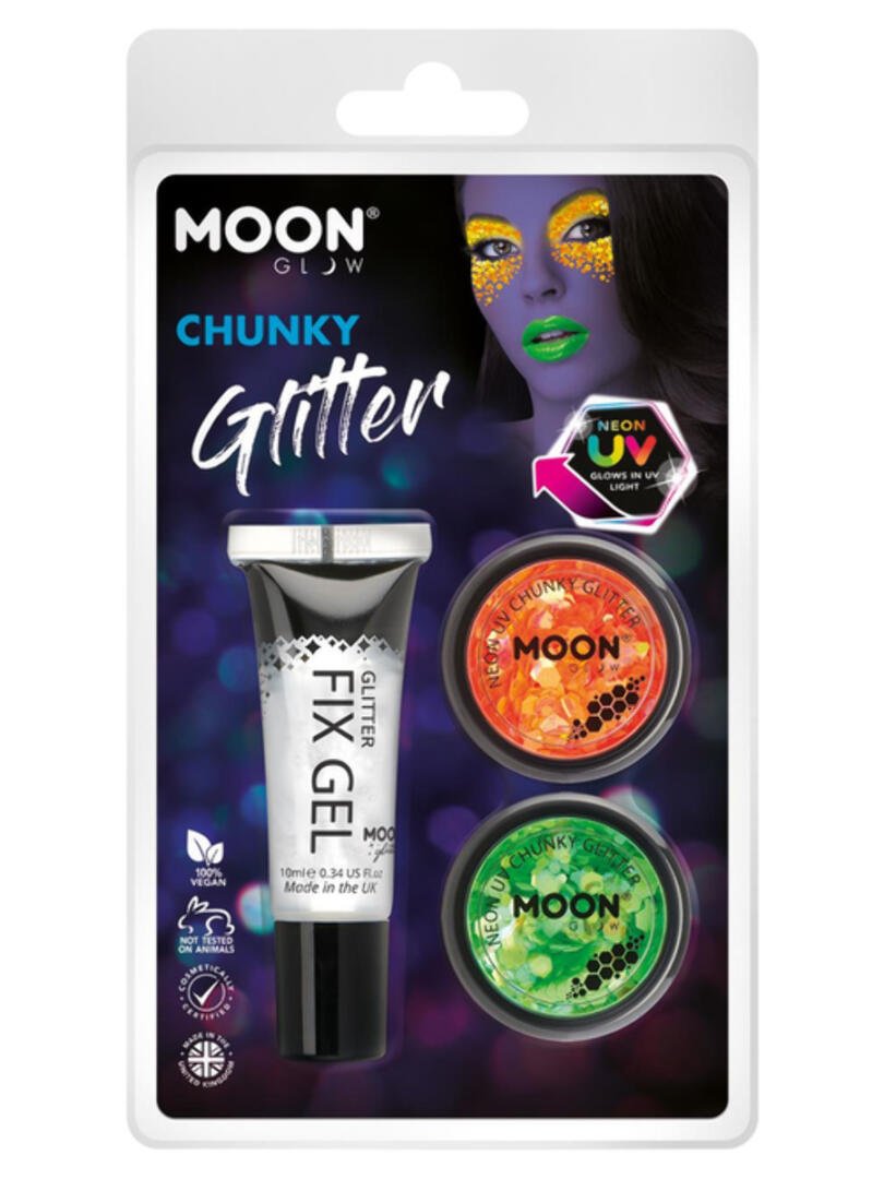 Moon Glow - Neon UV Chunky Glitter M27211 Costume Make Up Moon Glow - Neon UV Chunky Glitter M27211 Costume Make Up