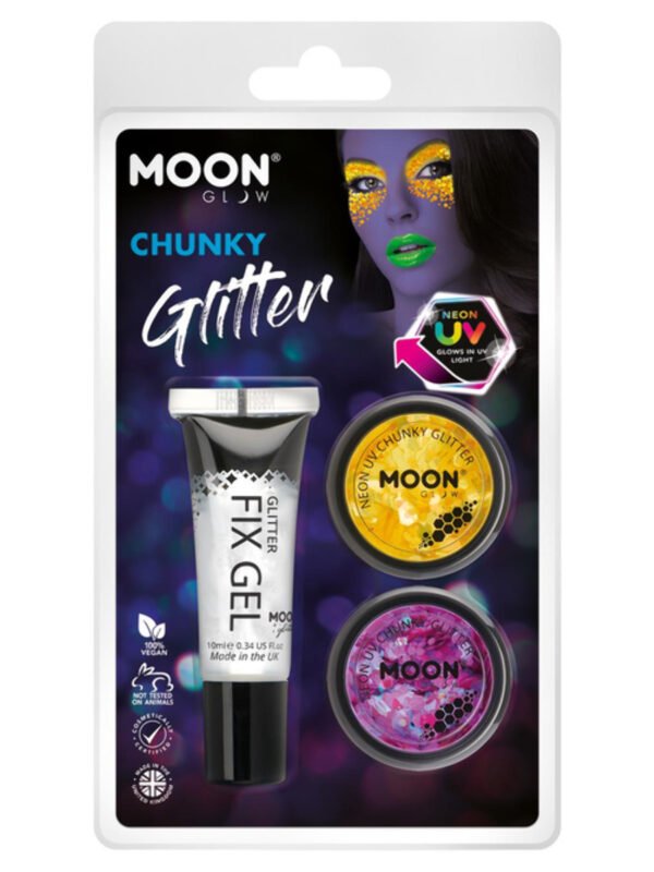 Moon Glow - Neon UV Chunky Glitter M27228 Costume Make Up Moon Glow - Neon UV Chunky Glitter M27228 Costume Make Up