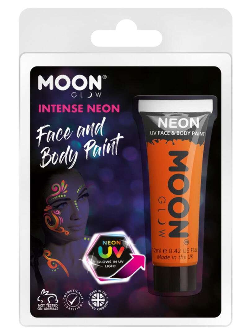 Moon Glow Intense Neon UV Face Paint, Intense Oran