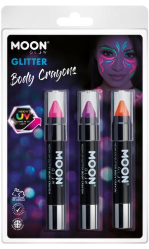 Moon Glow - Neon UV Glitter Body Crayons,