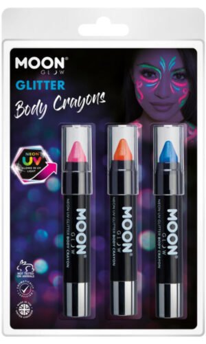 Moon Glow - Neon UV Glitter Body Crayons,