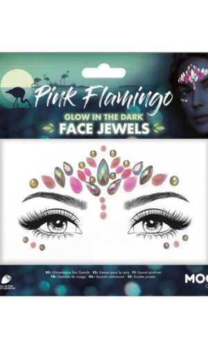 Moon Glow Face Jewels, Pink Flamingo