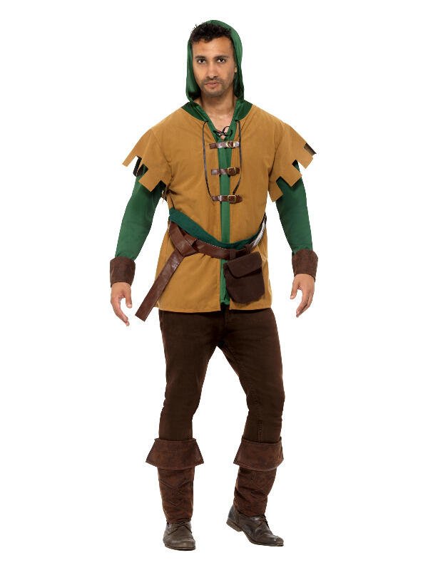 Robin Of The Hood Costume, Green - Fancy Dress Town