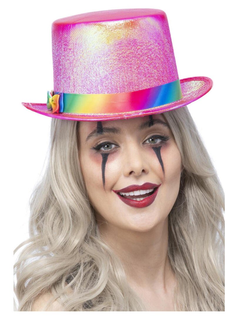 Clown Top Hat Pearlised Pink Fancy Dress Town Superheroes And Halloween Costumes Wigs Masks 3881