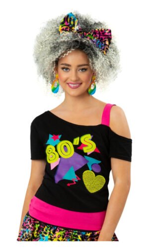 Ladies 1980s Printed One Shoulder T-Shirt