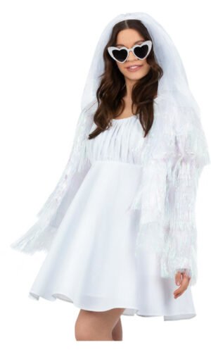 Fever Tinsel Festival Jacket, Iridescent White