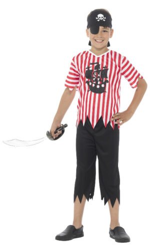 Jolly Pirate Boy  Costume, Red & White