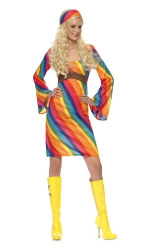Rainbow Hippie Costume, Multi-Coloured