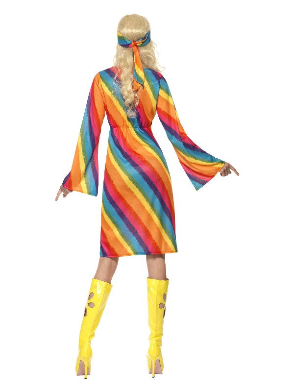Rainbow Hippie Costume, Multi-Coloured - Image 3